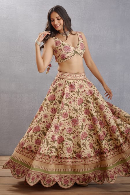 Buy Torani Beige Chintz Chogha Open Kasturi Mumtaz Lehenga Set Online at Aza Fashions Buy_Torani_Beige Chintz Chogha Open Kasturi Mumtaz Lehenga Set _Online_at_Aza_Fashions