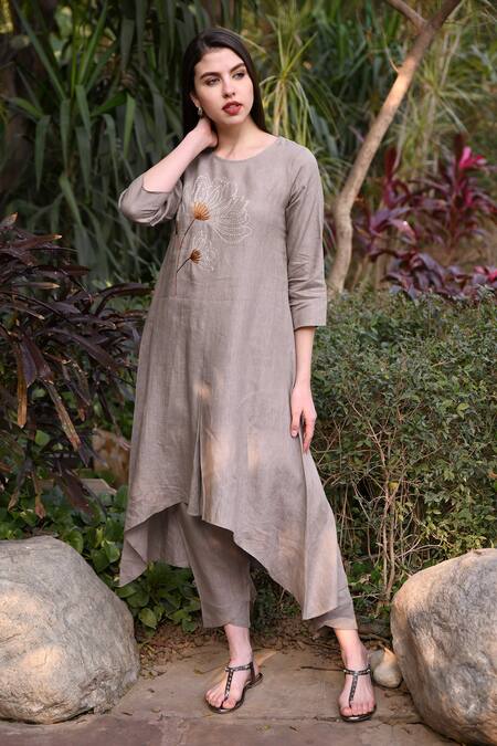 Buy_Linen Bloom_Green 100% Linen Pant _Online_at_Aza_Fashions