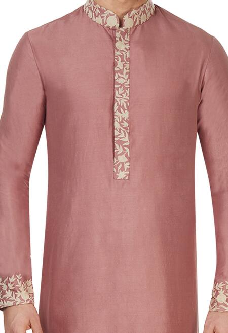 Sva By Sonam & Paras Modi_Pink Pure Silk Embroidered Kurta Set_at_Aza_Fashions