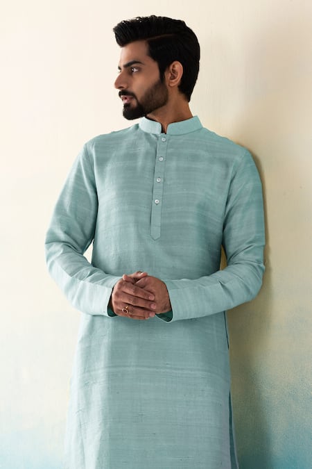 Buy_Weaver Story_Sky Blue Silk Raw Kurta Churidar Set _Online_at_Aza_Fashions
