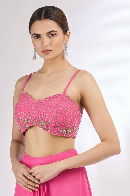 Shop Mani Bhatia Pink Net, Georgette Blouse Sweetheart Cape Band Pre-draped Saree With And Online at Aza Fashions Shop_Mani Bhatia_Pink Net, Georgette Blouse Sweetheart Cape Band Pre-draped Saree With And _Online_at_Aza_Fashions