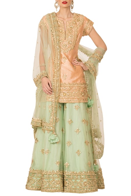 Preeti S Kapoor Peach Embellished Sharara Set 