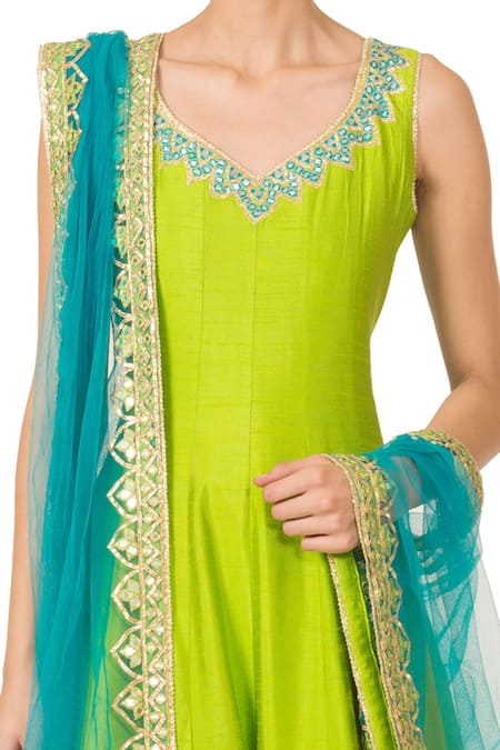 parrot green anarkali