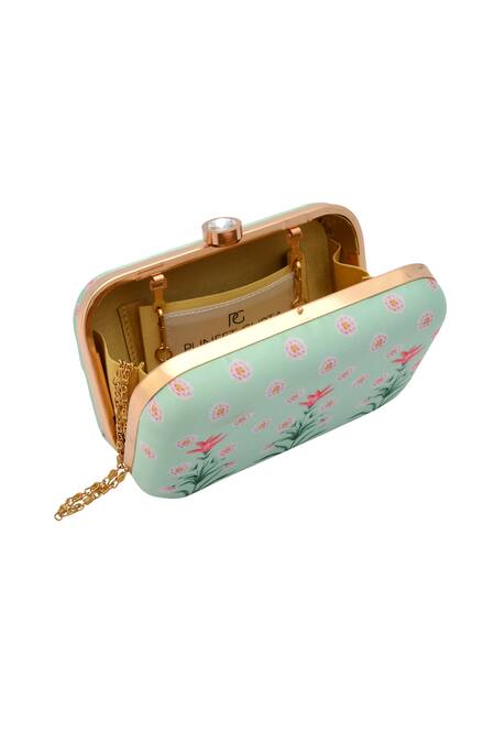 Buy Puneet Gupta Green Floral Print Box Clutch Online at Aza Fashions Buy_Puneet Gupta_Green Floral Print Box Clutch _Online_at_Aza_Fashions