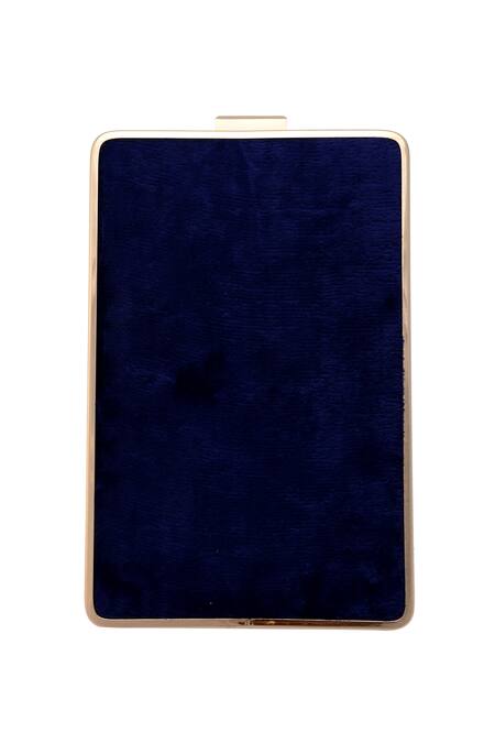 Puneet Gupta_Blue Digital Printed Clutch With Chain _Online_at_Aza_Fashions