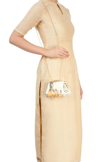 Puneet Gupta Ivory Digital Printed Clutch 
