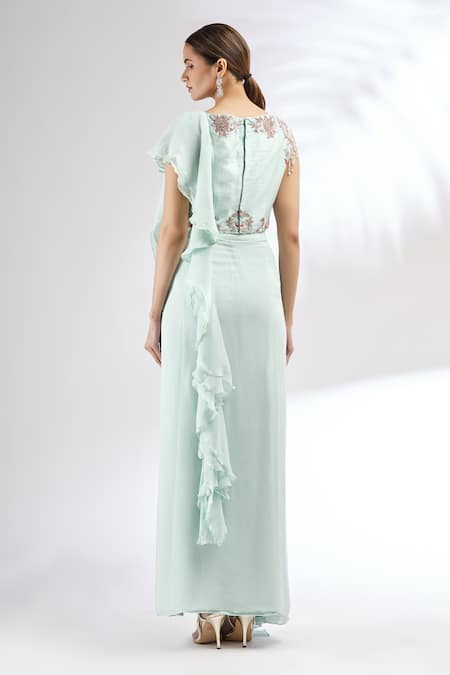 Mani Bhatia Pre-Draped Silk Saree with Blouse