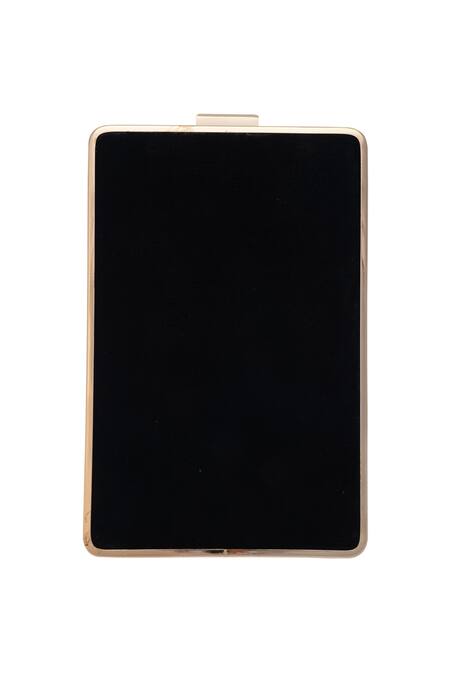 Puneet Gupta_Black Beads, Zari Tassel Embellished Clutch _Online_at_Aza_Fashions