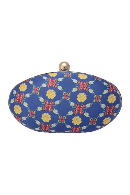 Puneet Gupta_Blue Floral Print Clutch _Online_at_Aza_Fashions