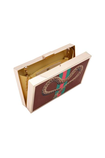 Buy Puneet Gupta Brown Snake Print Clutch Online at Aza Fashions Buy_Puneet Gupta_Brown Snake Print Clutch _Online_at_Aza_Fashions