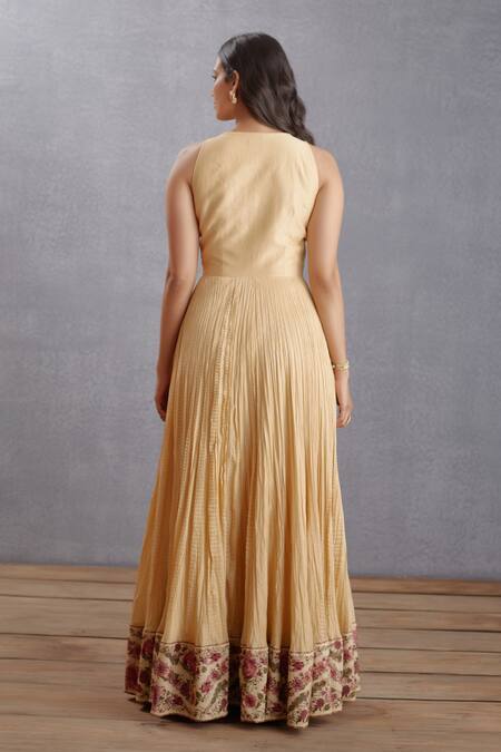 Torani Beige Cotton Voile, Dress Handwoven Chanderi, Kasturi Dhooni Chogha Set Online at Aza Fashions Torani_Beige Cotton Voile, Dress Handwoven Chanderi, Kasturi Dhooni Chogha Set _Online_at_Aza_Fashions