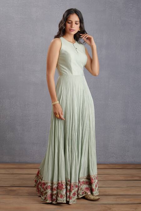 Torani Green Cotton Voile, Dress Handwoven Chanderi, Jacket Jaituni Dhuni Chogha Set Online at Aza Fashions Torani_Green Cotton Voile, Dress Handwoven Chanderi, Jacket Jaituni Dhuni Chogha Set _Online_at_Aza_Fashions