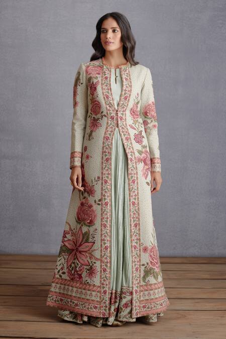 Buy Torani Green Cotton Voile, Dress Handwoven Chanderi, Jacket Jaituni Dhuni Chogha Set Online at Aza Fashions Buy_Torani_Green Cotton Voile, Dress Handwoven Chanderi, Jacket Jaituni Dhuni Chogha Set _Online_at_Aza_Fashions