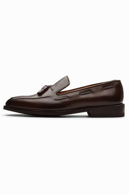 Buy_dapper Shoes_Brown Handcrafted Tassel Loafers _Online_at_Aza_Fashions