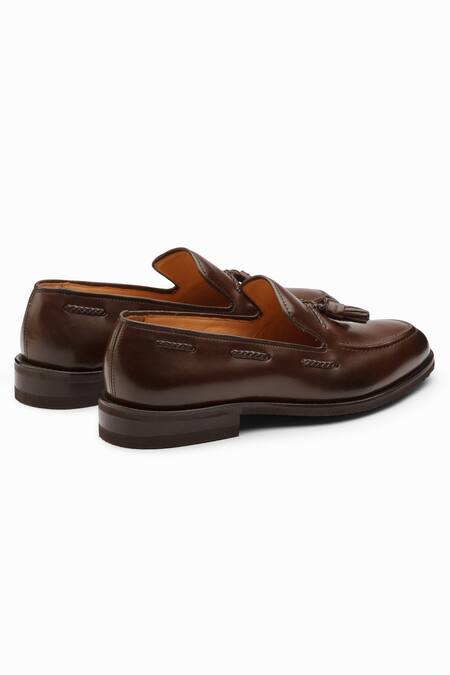 Shop_dapper Shoes_Brown Handcrafted Tassel Loafers _Online_at_Aza_Fashions