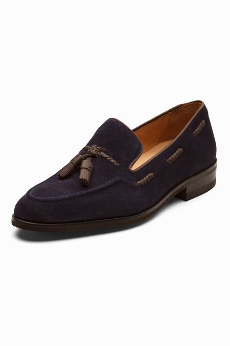 Dapper Shoes_Blue Suede Leather Tassel Loafers_Online_at_Aza_Fashions