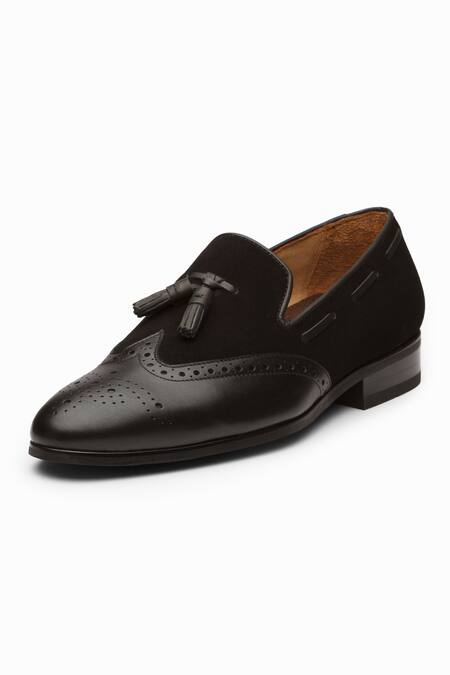 Dapper Shoes_Black Wingtip Tassel Loafers_Online_at_Aza_Fashions