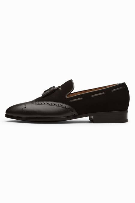 Buy_Dapper Shoes_Black Wingtip Tassel Loafers_Online_at_Aza_Fashions