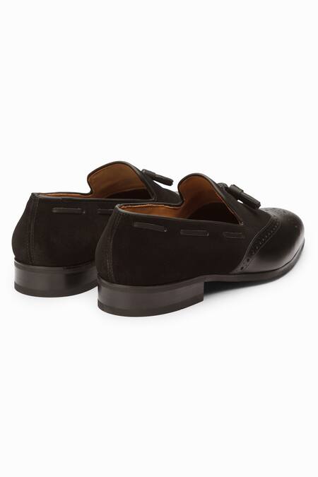 Dapper Shoes_Black Wingtip Tassel Loafers_at_Aza_Fashions