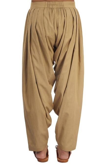 Pranay Baidya Brown Cotton Silk Pleated Patiala Pant Online at Aza Fashions Pranay Baidya_Brown Cotton Silk Pleated Patiala Pant _Online_at_Aza_Fashions