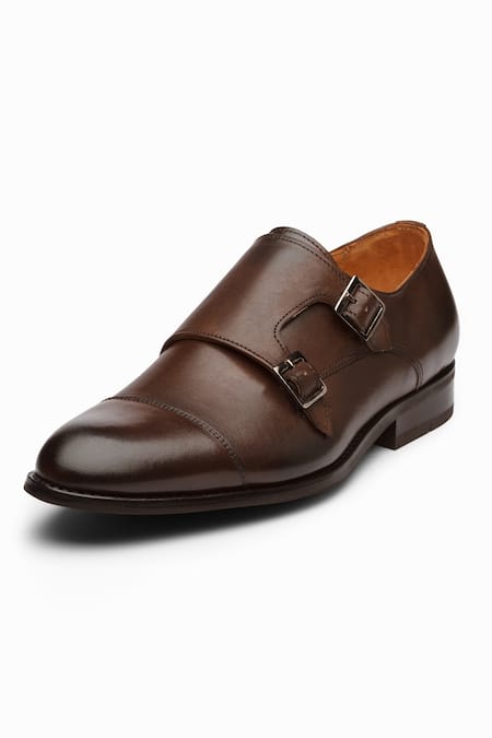 Dapper Shoes_Brown Toe Cap Double Monk Strap Shoes_Online_at_Aza_Fashions