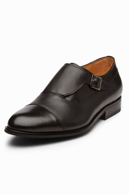 Dapper Shoes Black Cap Toe Single Monk Strap Shoes Online at Aza Fashions Dapper Shoes_Black Cap Toe Single Monk Strap Shoes_Online_at_Aza_Fashions
