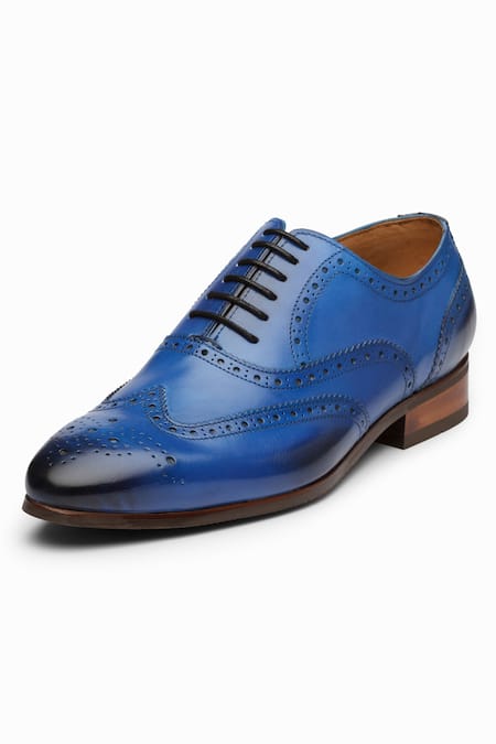 Dapper Shoes_Blue Wingtip Brogue Oxford Shoes_Online_at_Aza_Fashions