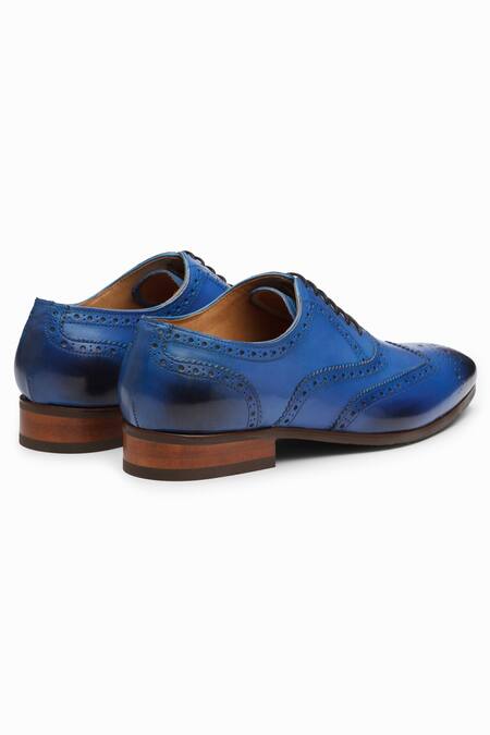 Dapper Shoes_Blue Wingtip Brogue Oxford Shoes_at_Aza_Fashions