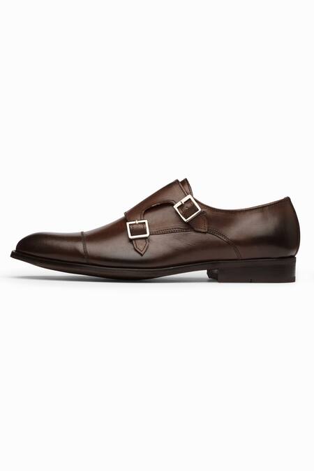 Buy_Dapper Shoes_Brown Toe Cap Double Monk Strap Shoes_Online_at_Aza_Fashions