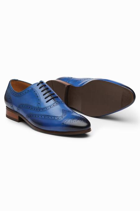 Shop_Dapper Shoes_Blue Wingtip Brogue Oxford Shoes_Online_at_Aza_Fashions