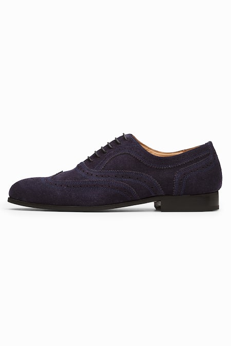 Buy_Dapper Shoes_Blue Leather Wingtip Oxford Shoes_Online_at_Aza_Fashions