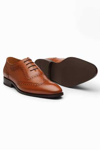 Shop_Dapper Shoes_Brown Wingtip Brogue Oxford Shoes_Online_at_Aza_Fashions