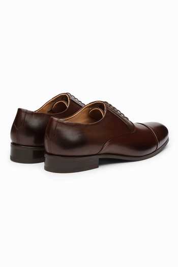 Dapper Shoes_Brown Leather Toe Cap Oxford Shoes_at_Aza_Fashions