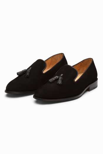 Shop 3dm Lifestyle Black Suede Tassel Loafers at Aza Fashions Shop_3dm Lifestyle_Black Suede Tassel Loafers _at_Aza_Fashions