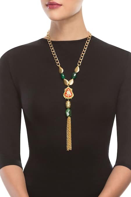 Shillpa Purii Designer Jewellery Gold & green necklace 