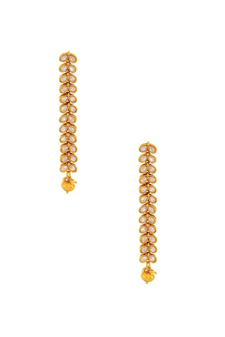 Shillpa Purii Gold Plated Long Kundan Dangle Earrings 