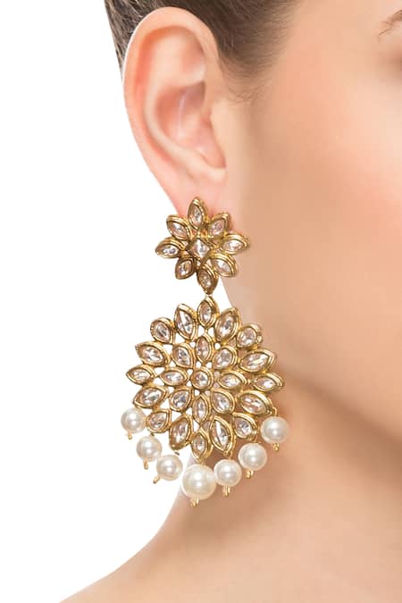 Shillpa Purii Designer Jewellery Gold & white kundan earrings 