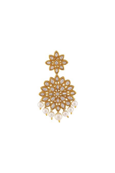 Shillpa Purii Designer Jewellery_Gold Plated And White Kundan Earrings _Online_at_Aza_Fashions