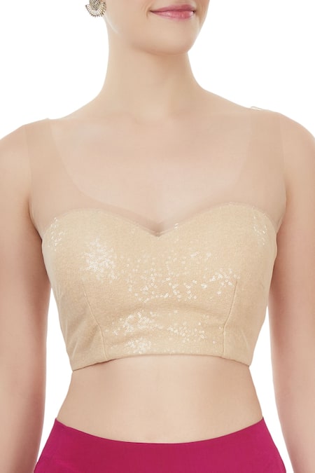 J By Jannat_Red Embellished Floral Illusion Neck Pre-draped Saree And Cape Set _at_Aza_Fashions