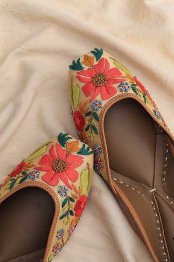 Stitched Soles Multi Color Parsi Love Embroidered Juttis Online at Aza Fashions Stitched Soles_Multi Color Parsi Love Embroidered Juttis_Online_at_Aza_Fashions