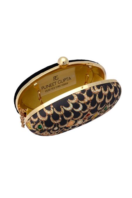 Buy_Puneet Gupta_Black Jewel Print Clutch _Online_at_Aza_Fashions