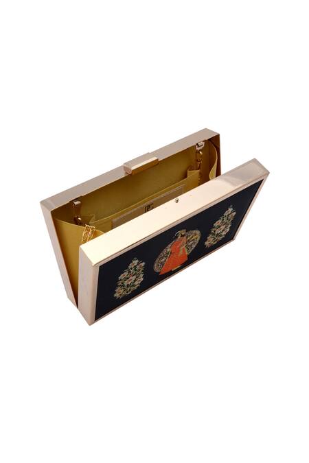 Buy_Puneet Gupta_Black Floral Print Clutch _Online_at_Aza_Fashions