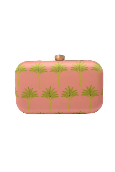 Puneet Gupta Pink Tree Print Clutch Online at Aza Fashions Puneet Gupta_Pink Tree Print Clutch _Online_at_Aza_Fashions
