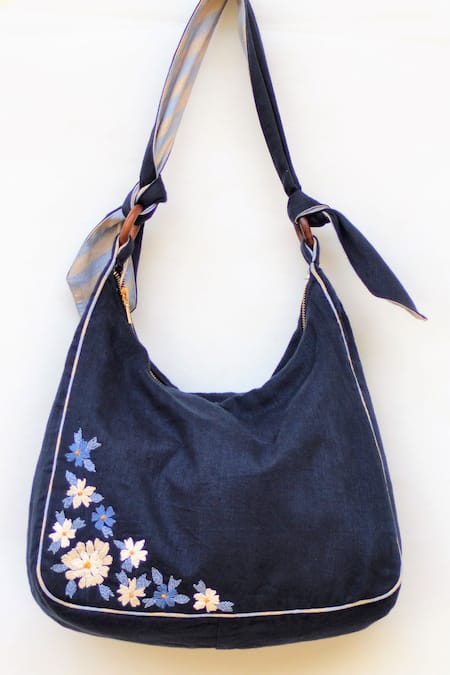 Buy THE HOLISTIK Royal Blue Glamitque PU Zipper Closure Formal Hobo Bag |  Shoppers Stop