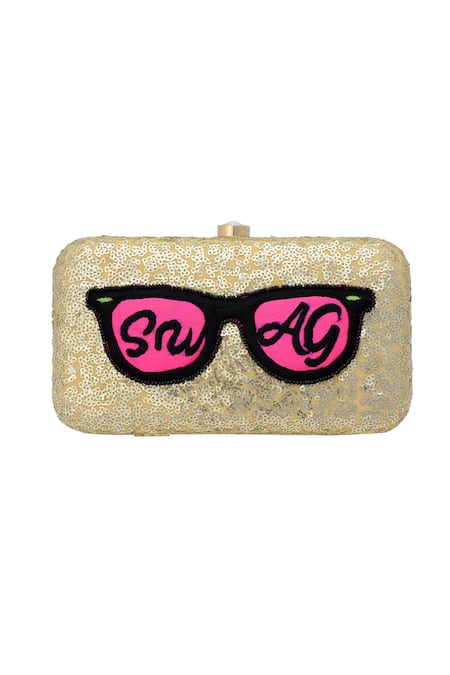 Puneet Gupta Beige Embroidered Sequin Clutch 