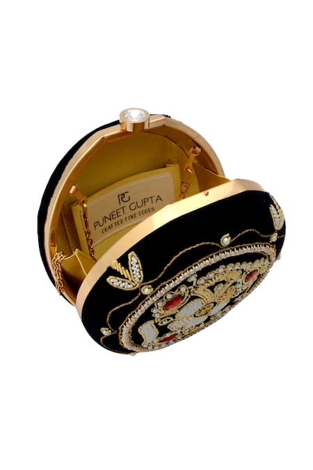 Buy Puneet Gupta Black Beads, Stones Floral Motif Embellished Clutch Online at Aza Fashions Buy_Puneet Gupta_Black Beads, Stones Floral Motif Embellished Clutch _Online_at_Aza_Fashions