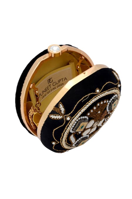 Buy_Puneet Gupta_Black Bead Embellished Clutch _Online_at_Aza_Fashions
