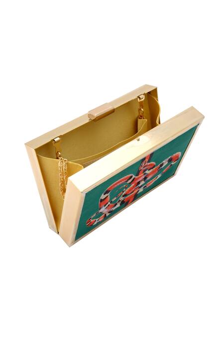 Buy Puneet Gupta Green Snake Print Clutch Online at Aza Fashions Buy_Puneet Gupta_Green Snake Print Clutch _Online_at_Aza_Fashions