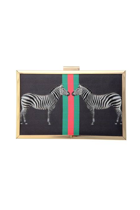Puneet Gupta Black Zebra Print Clutch Online at Aza Fashions Puneet Gupta_Black Zebra Print Clutch _Online_at_Aza_Fashions