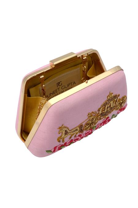 Buy Puneet Gupta Pink Bead And Thread Embellished Clutch Online at Aza Fashions Buy_Puneet Gupta_Pink Bead And Thread Embellished Clutch _Online_at_Aza_Fashions